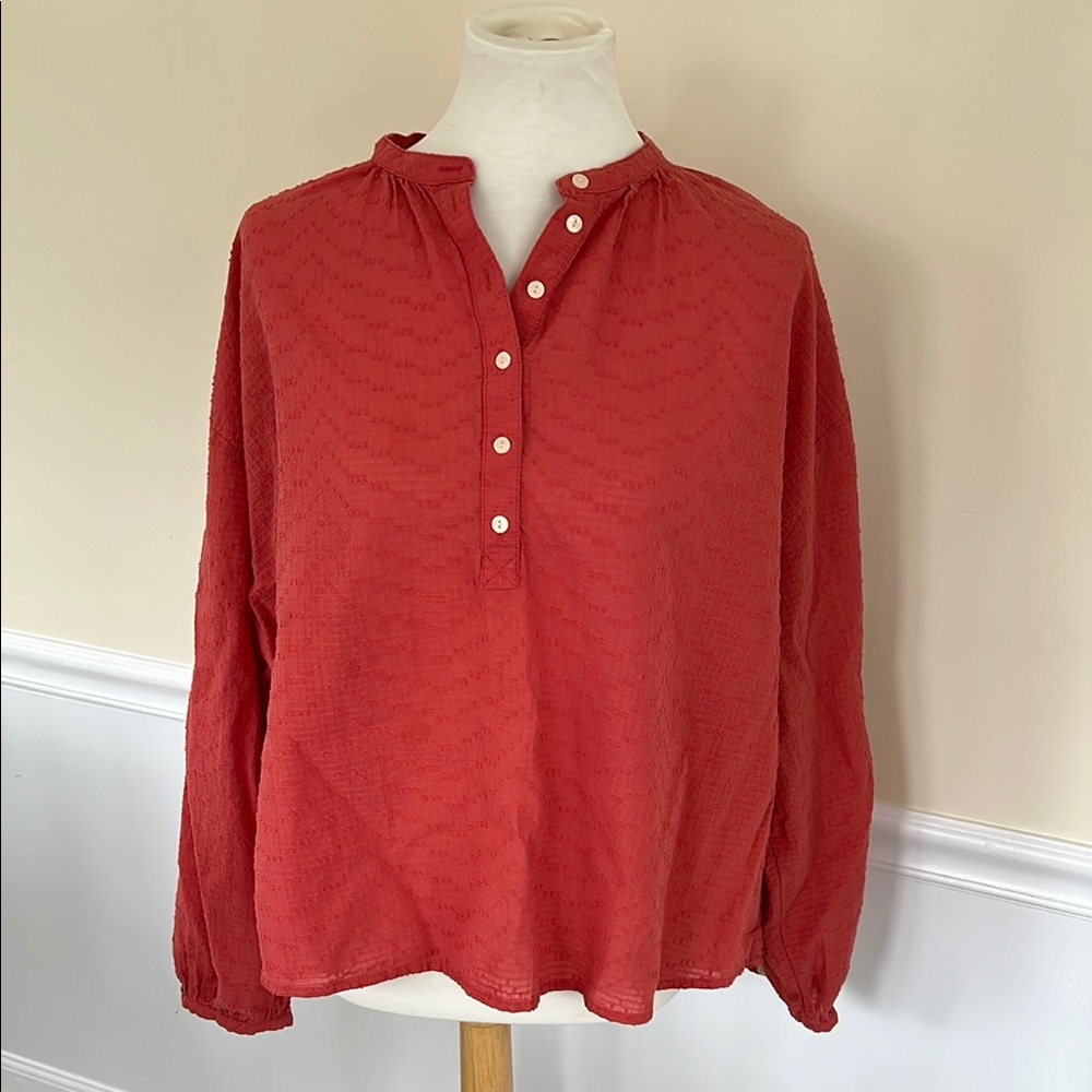 Universal Thread Red Blouse with Stand-Up Collar